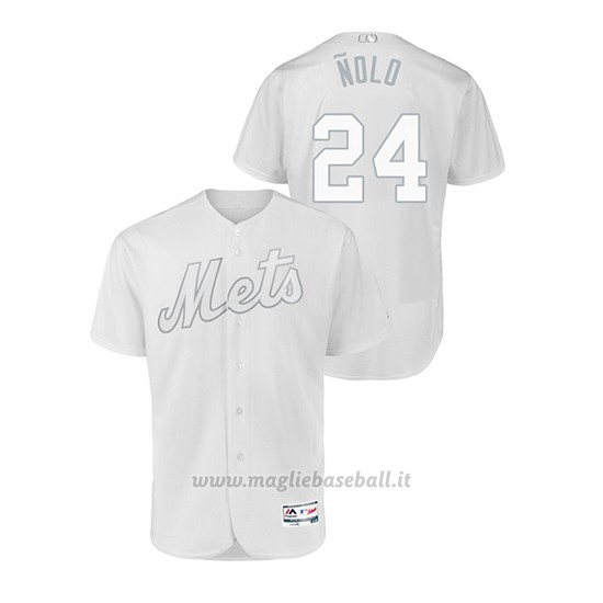 Maglia Baseball Hombre New York Mets 24 Robinson Cano 2019 Players Weekend Autentico Bianco